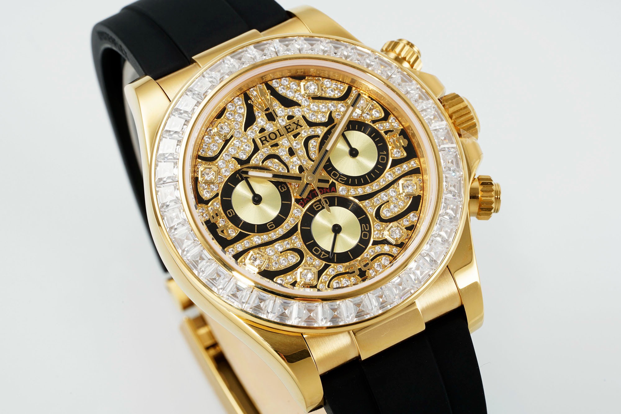 Rolex PPM Tiger Eye Moissanite Chronograph