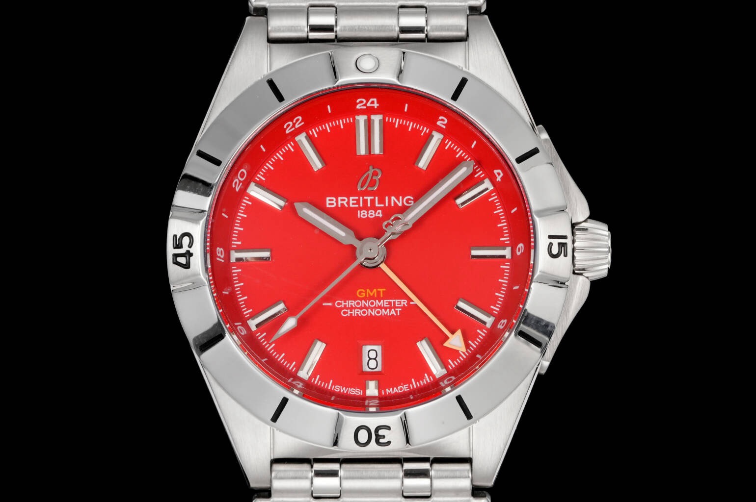 Breitling Chronomat GMT 40mm Automatic Steel Watch Multi‑Color Dial Bullet Bracelet