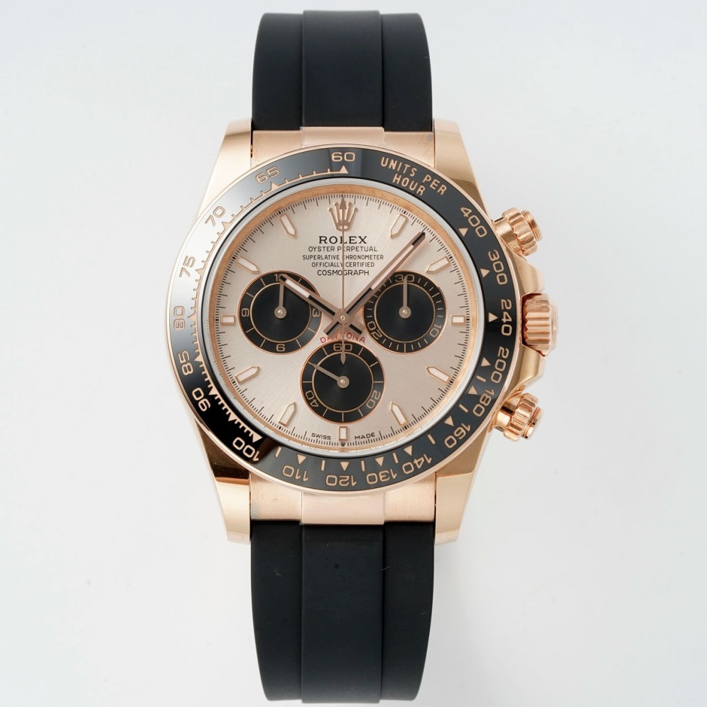 Rolex Cosmograph Daytona 40mm Rubber Strap Weighted 18K Gold‑Plated Cal.4131 Chronograph Movement