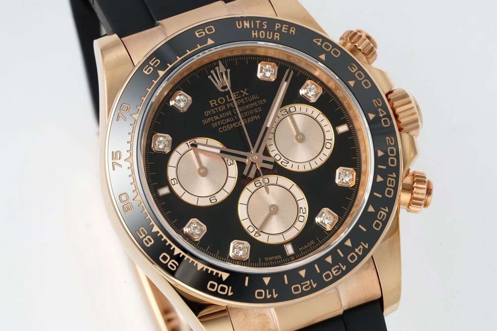 Rolex Cosmograph Daytona 40mm Rubber Strap Weighted 18K Gold‑Plated Cal.4131 Chronograph Movement
