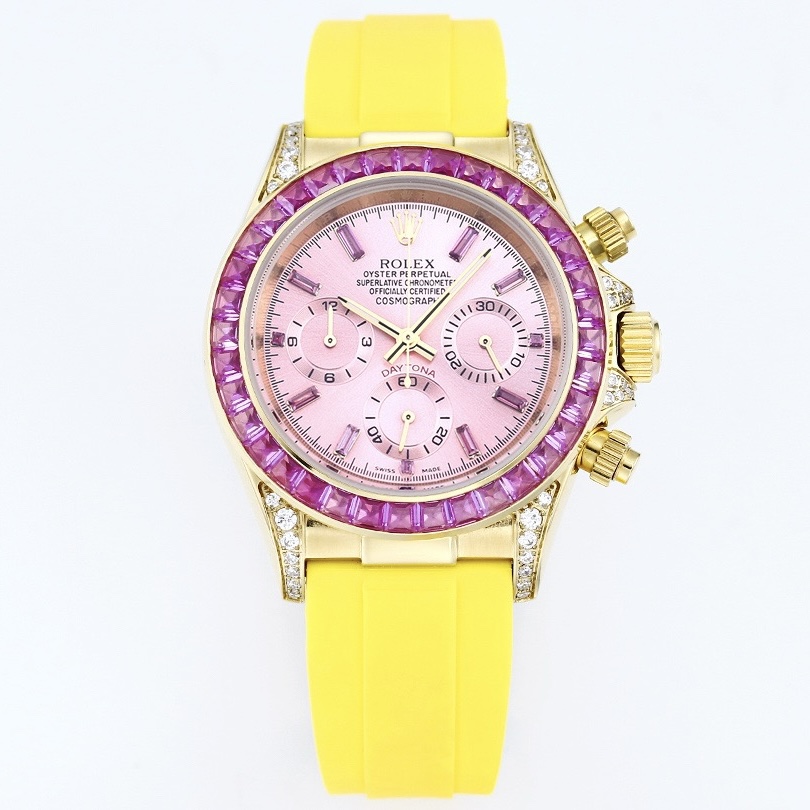Rolex Cosmograph Daytona Super Clone Watch | Sakura Pink Dial, Pink Ruby Bezel, 43mm