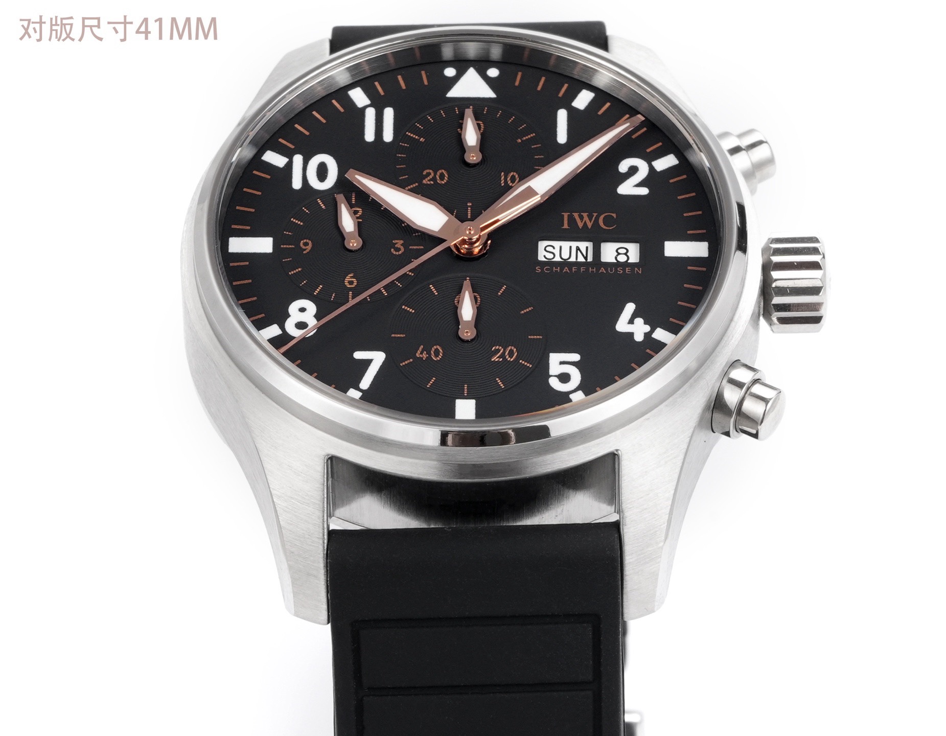 IWC Pilots Series IW388110 Men Watch AP5 Upgrade Fluororubber Strap 46H Power Reserve