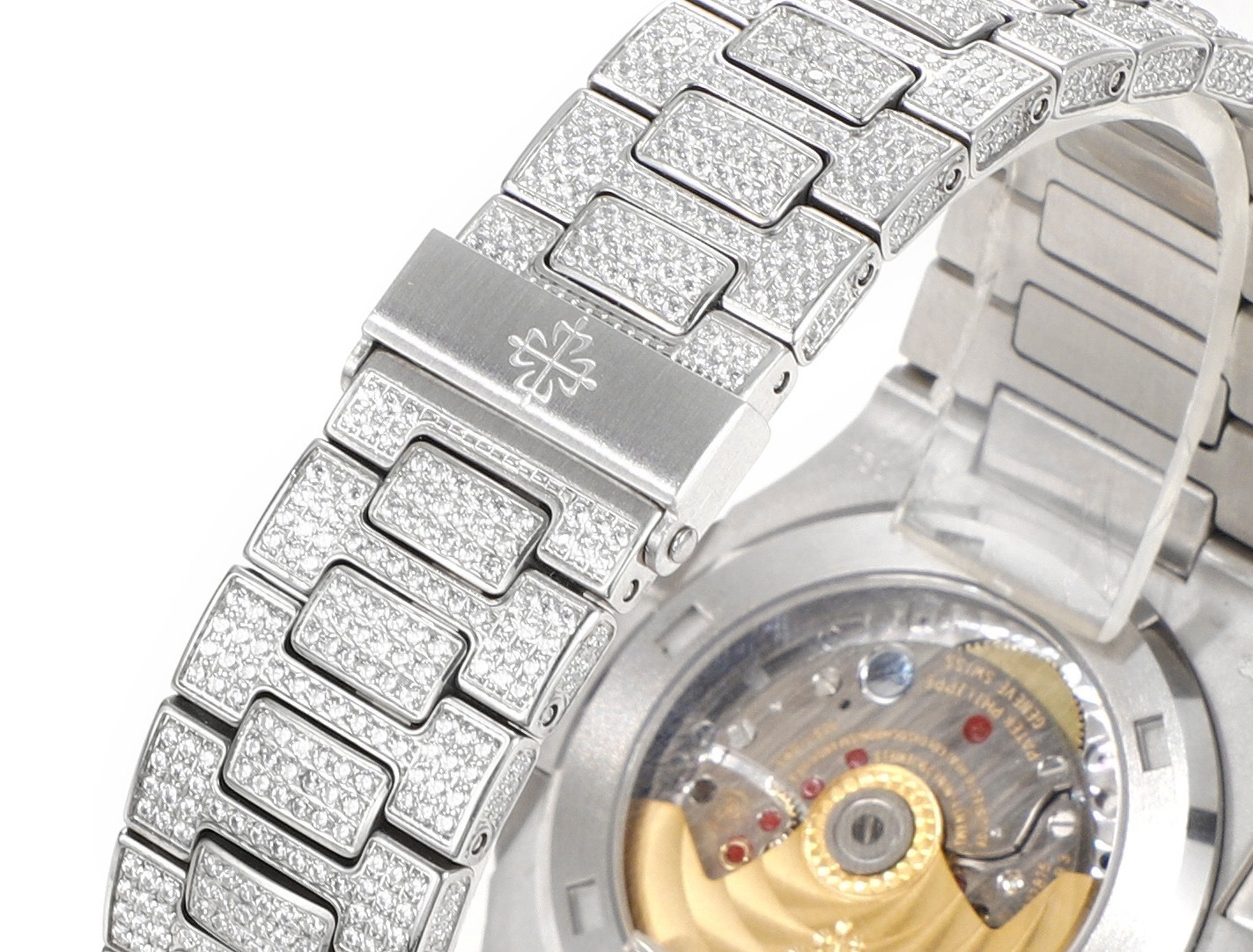 Patek Philippe Nautilus 40mm Full Diamond Automatic Watch | Cal.324 SC Movement Stainless Steel Bracelet