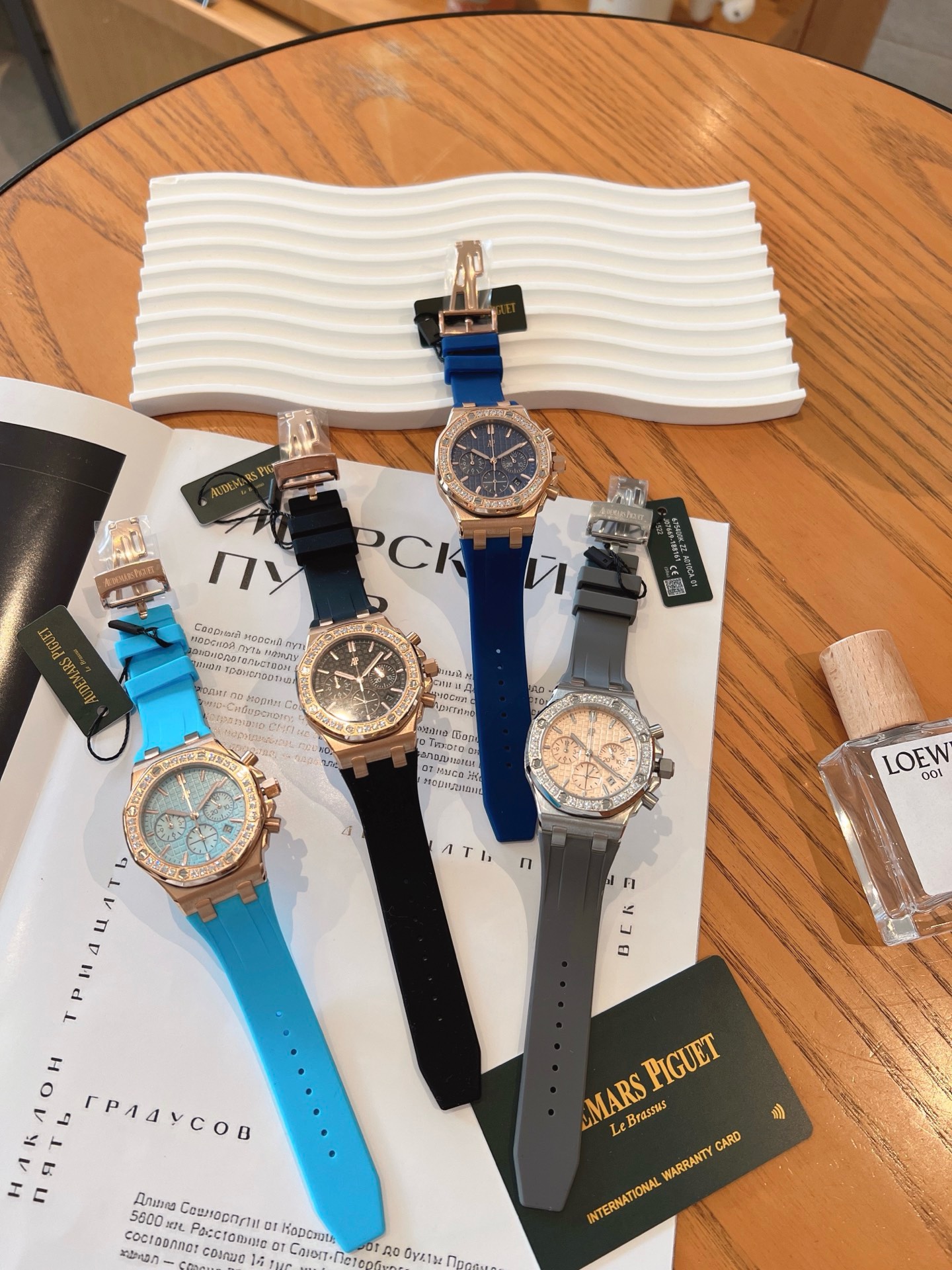 Audemars Piguet Royal Oak Offshore 37mm Ladies Chronograph Watch, Diamond Bezel Rubber Strap Wristwatch