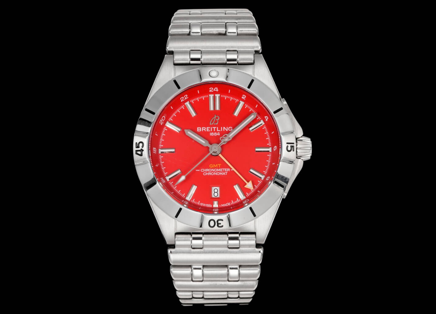 Breitling Chronomat GMT 40mm Automatic Steel Watch Multi‑Color Dial Bullet Bracelet