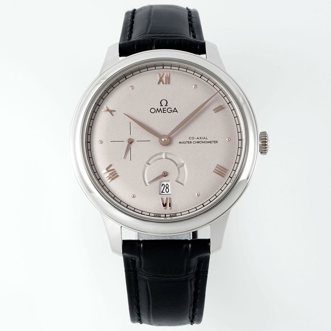 Omega De Ville Power‑Reserve Automatic Mechanical Watch, Genuine Calfskin Leather Strap