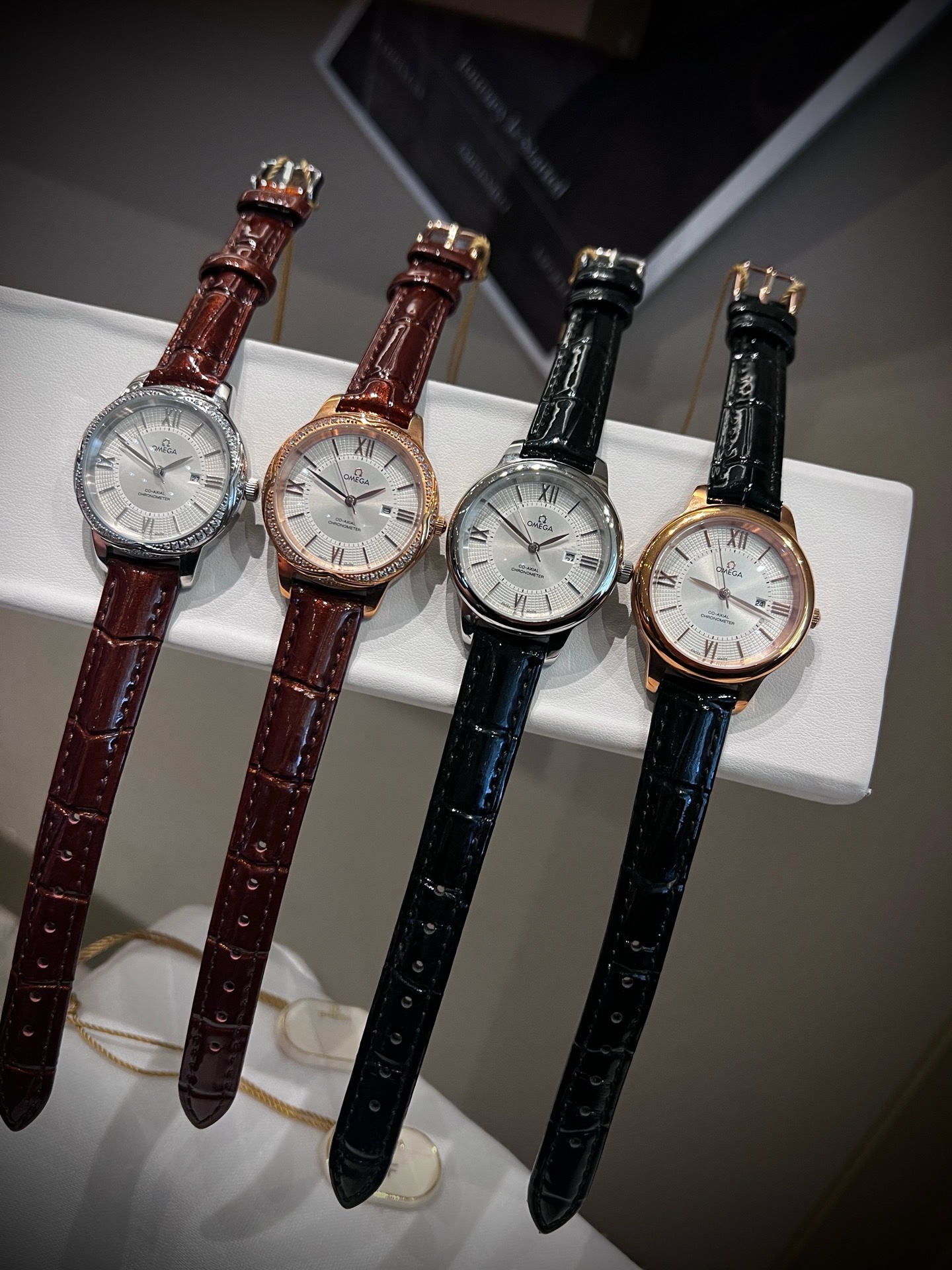 OMEGA Women Quartz Watch 35mm, Diamond Bezel Stainless Steel Case Watch