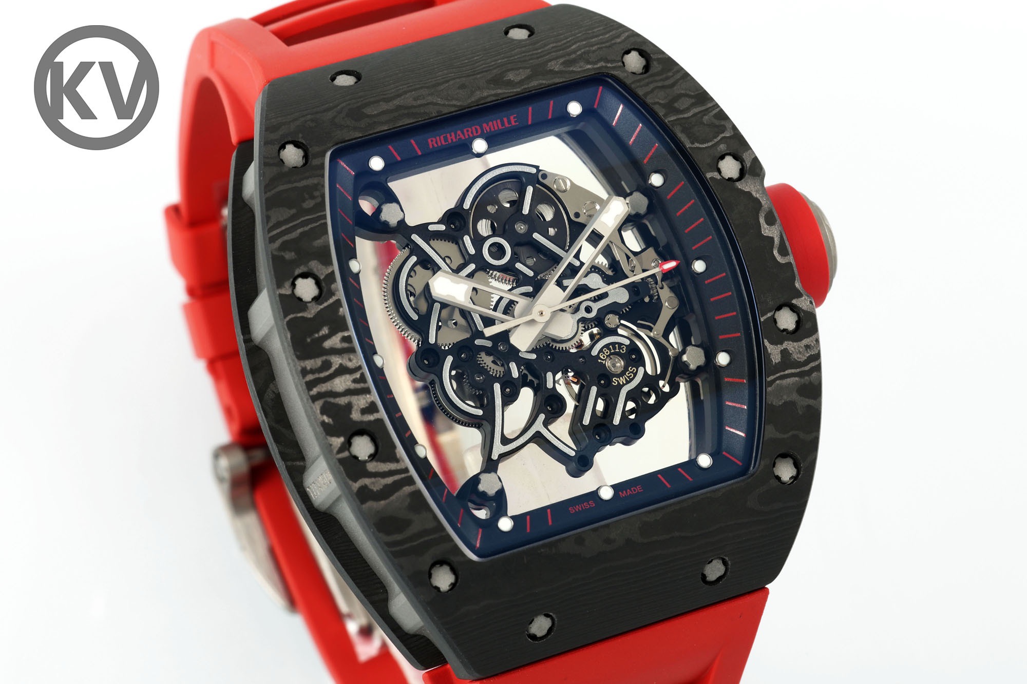 Richard Mille RM055 Tonneau Hollow Automatic Watch Light 74.3g FKM Rubber Strap