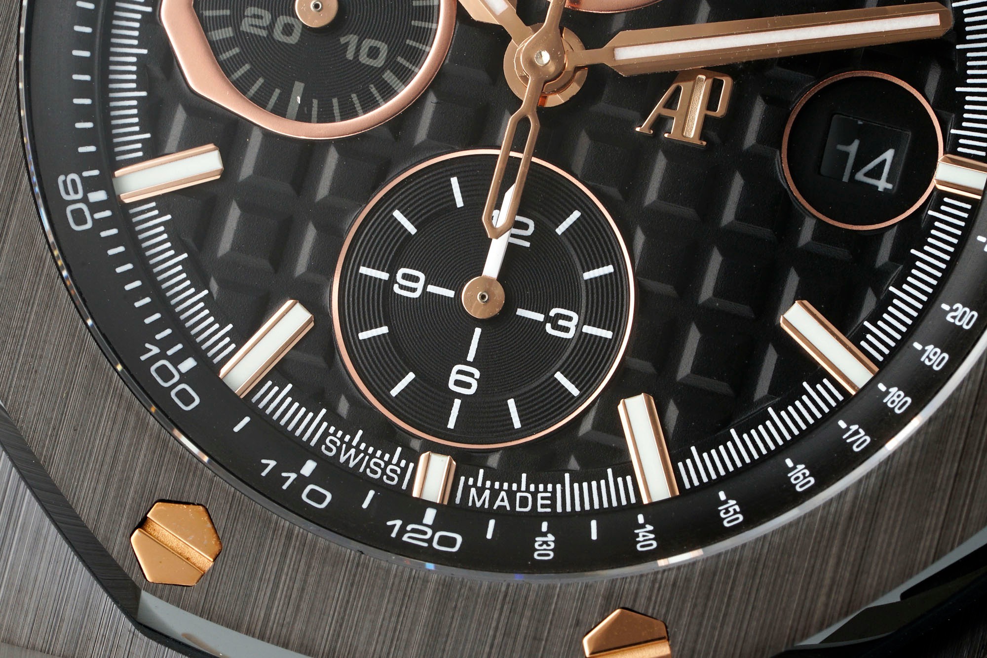 Audemars Piguet Ceramic Chronograph 44mm Sports Watch Rubber Strap