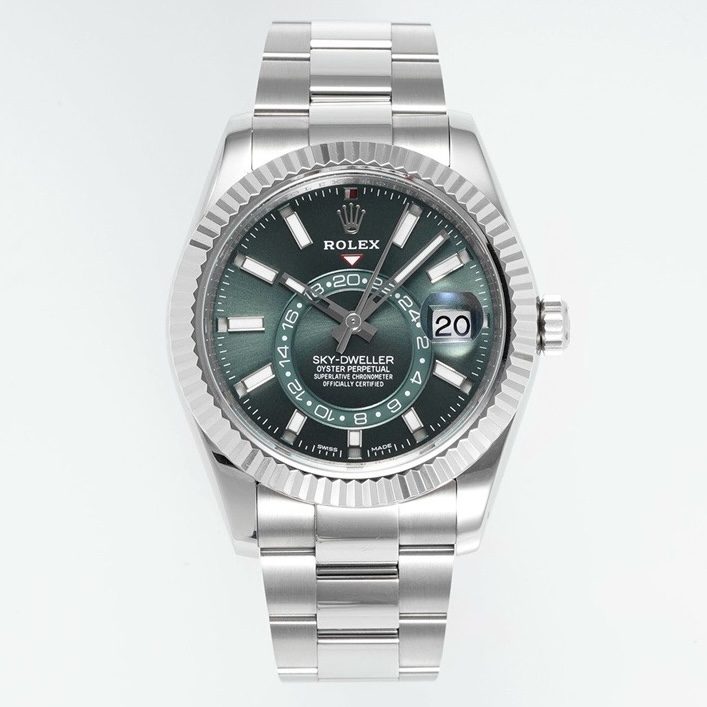Rolex Sky‑Dweller Watch 42mm 904L Steel 9002 Automatic Movement Ring Command Bezel