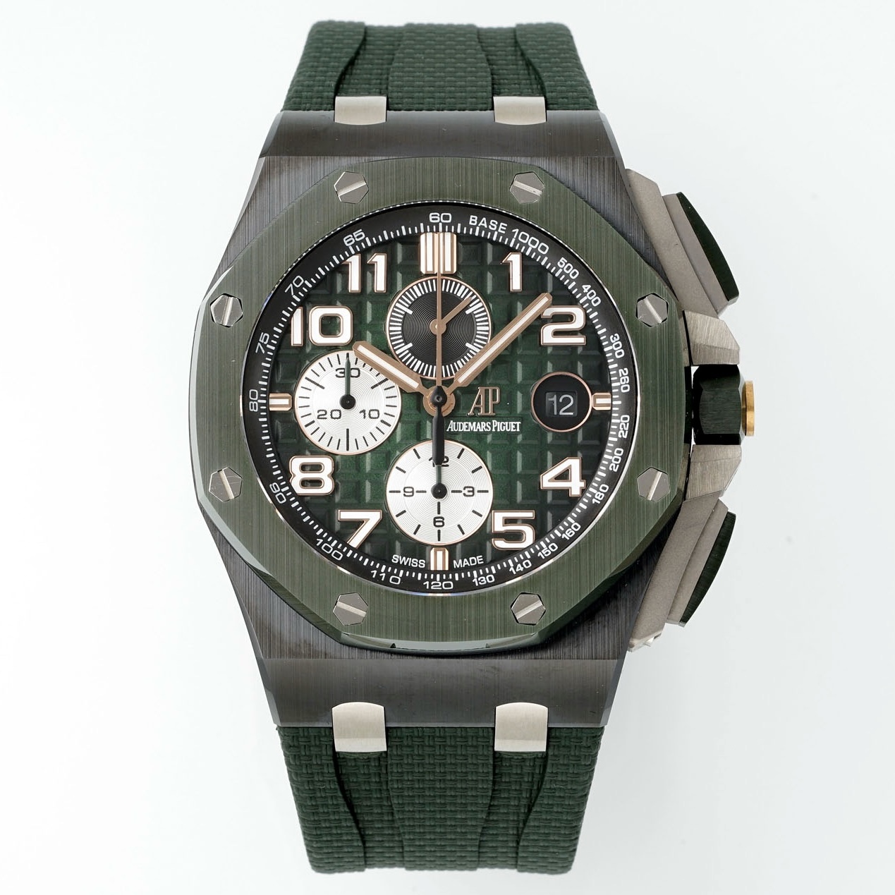 Audemars Piguet Ceramic Chronograph 44mm Sports Watch Rubber Strap