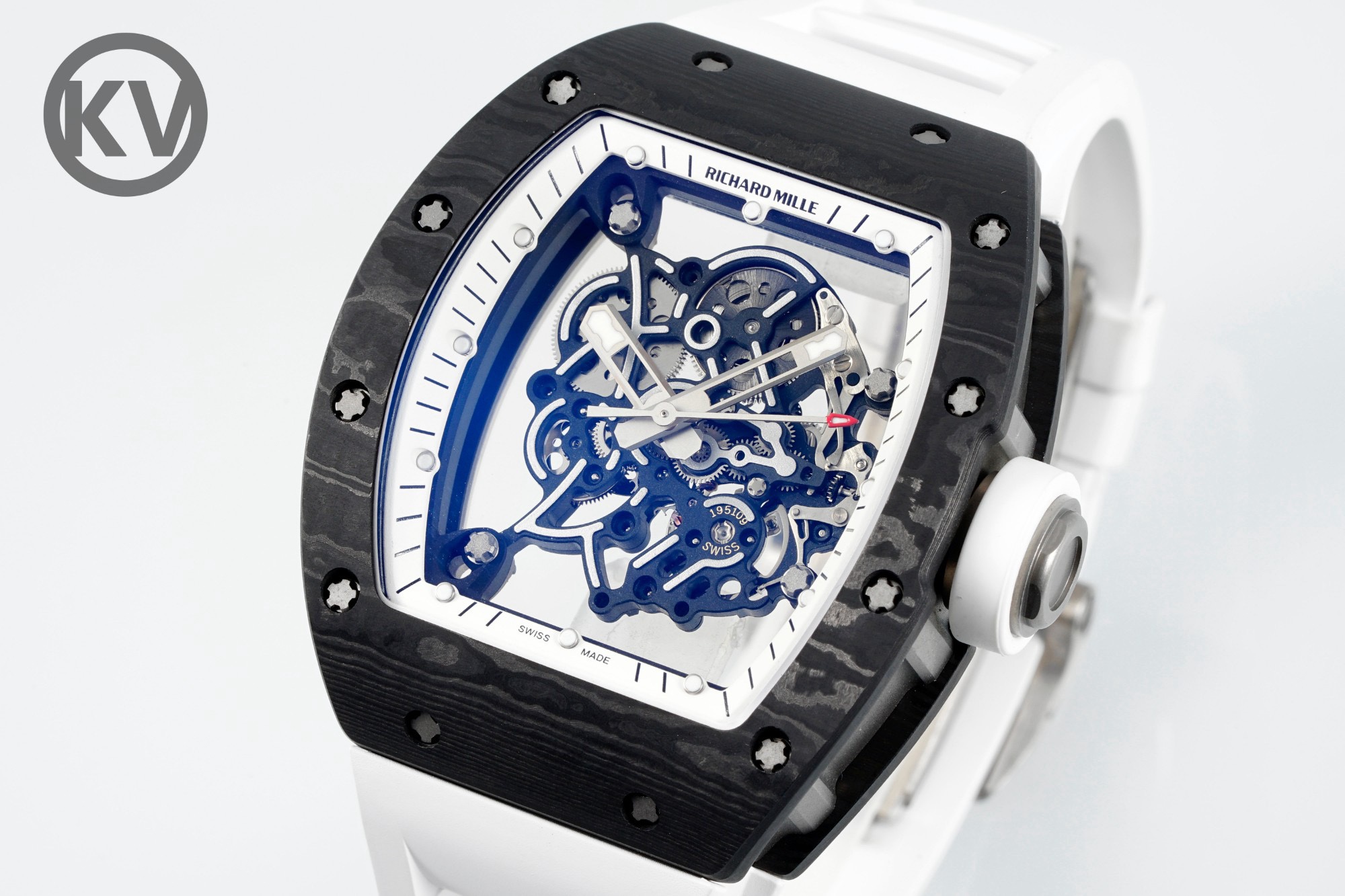 Richard Mille RM055 Tonneau Hollow Automatic Watch Light 74.3g FKM Rubber Strap