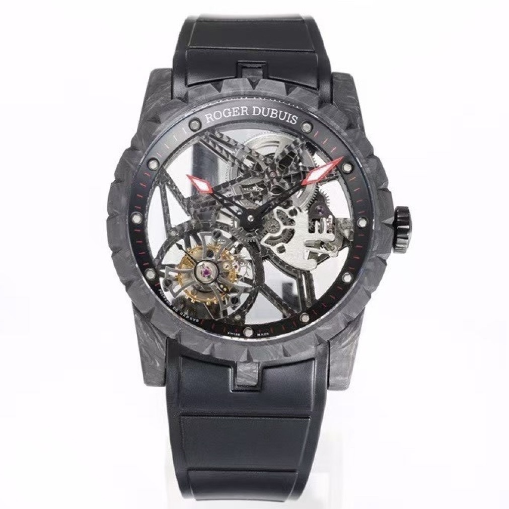 Roger Dubuis Excalibur V4 Skeleton Tourbillon Carbon Fiber Watch NEW Factory Super Clone