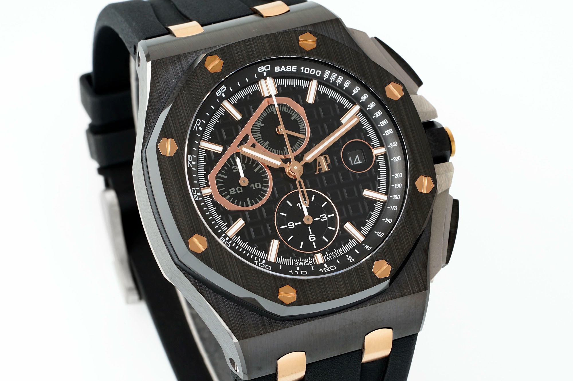 Audemars Piguet Ceramic Chronograph 44mm Sports Watch Rubber Strap