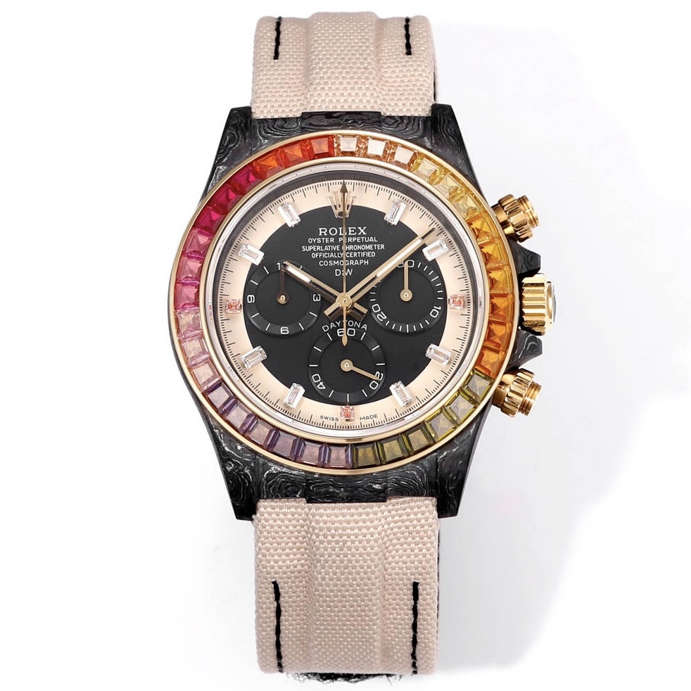 Rolex TW Factory Custom Carbon Fiber Daytona Watch 40mm 4801 Chronograph Movement Luminous Case & Buckle