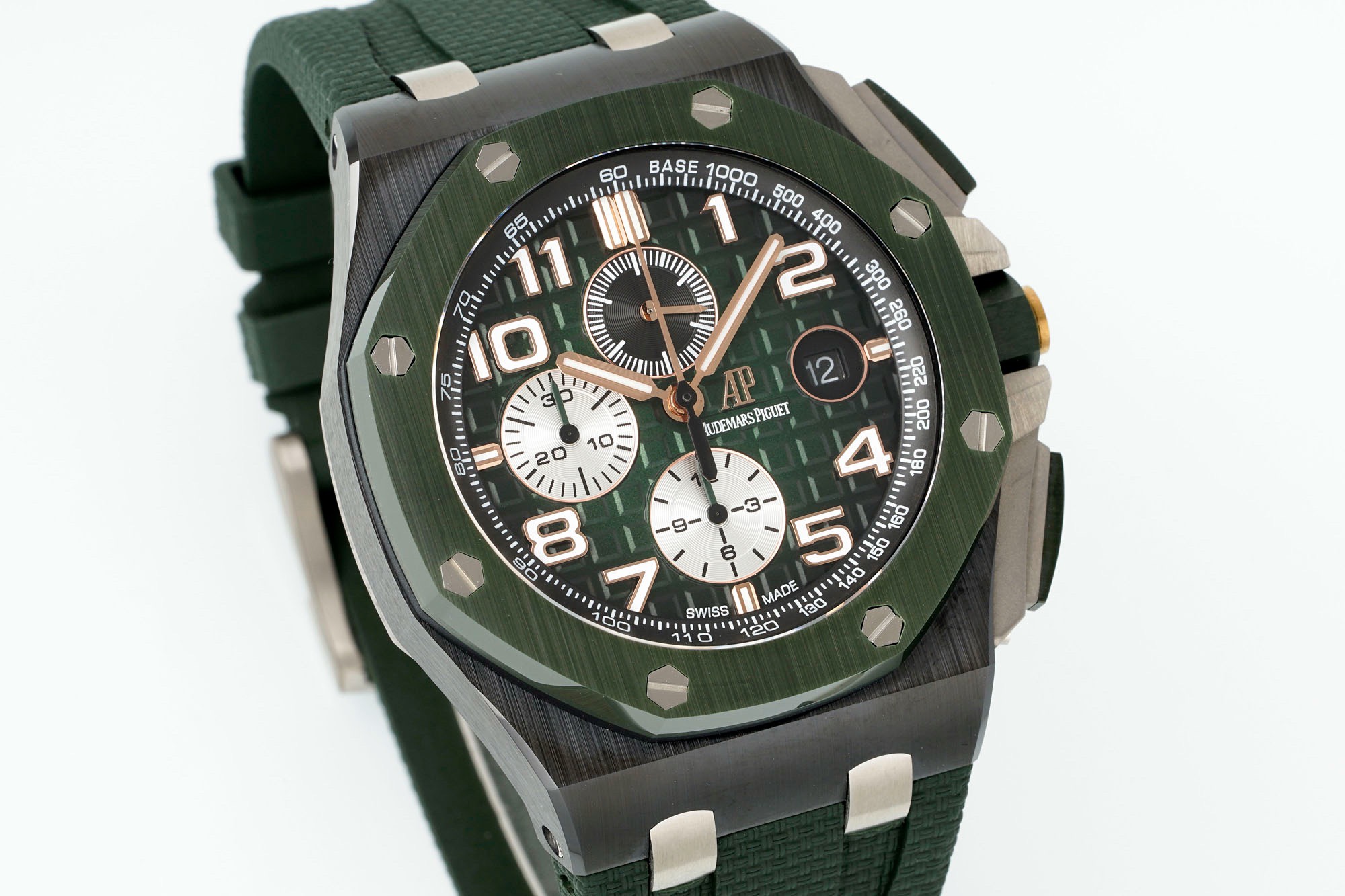 Audemars Piguet Ceramic Chronograph 44mm Sports Watch Rubber Strap