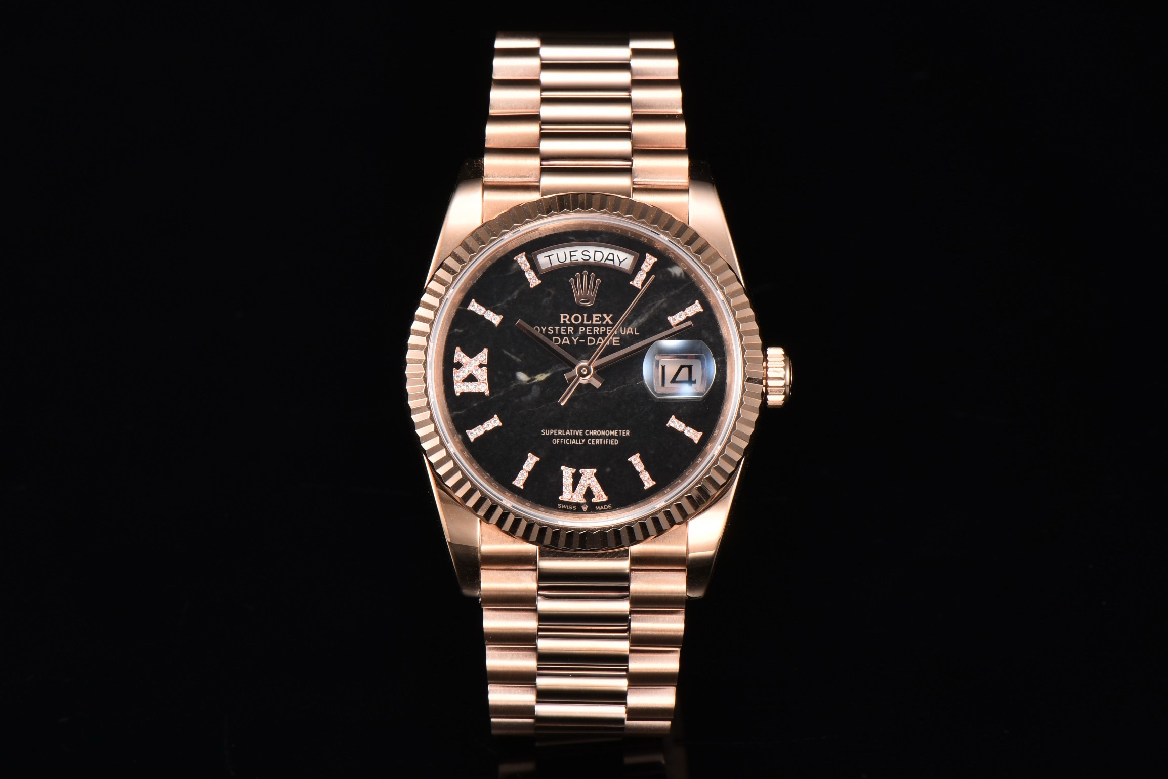 Rolex Day-Date 36 Hidden 6 Diamond Roman Markers | CS Factory Natural Gemstone Dial 904L Steel Watch
