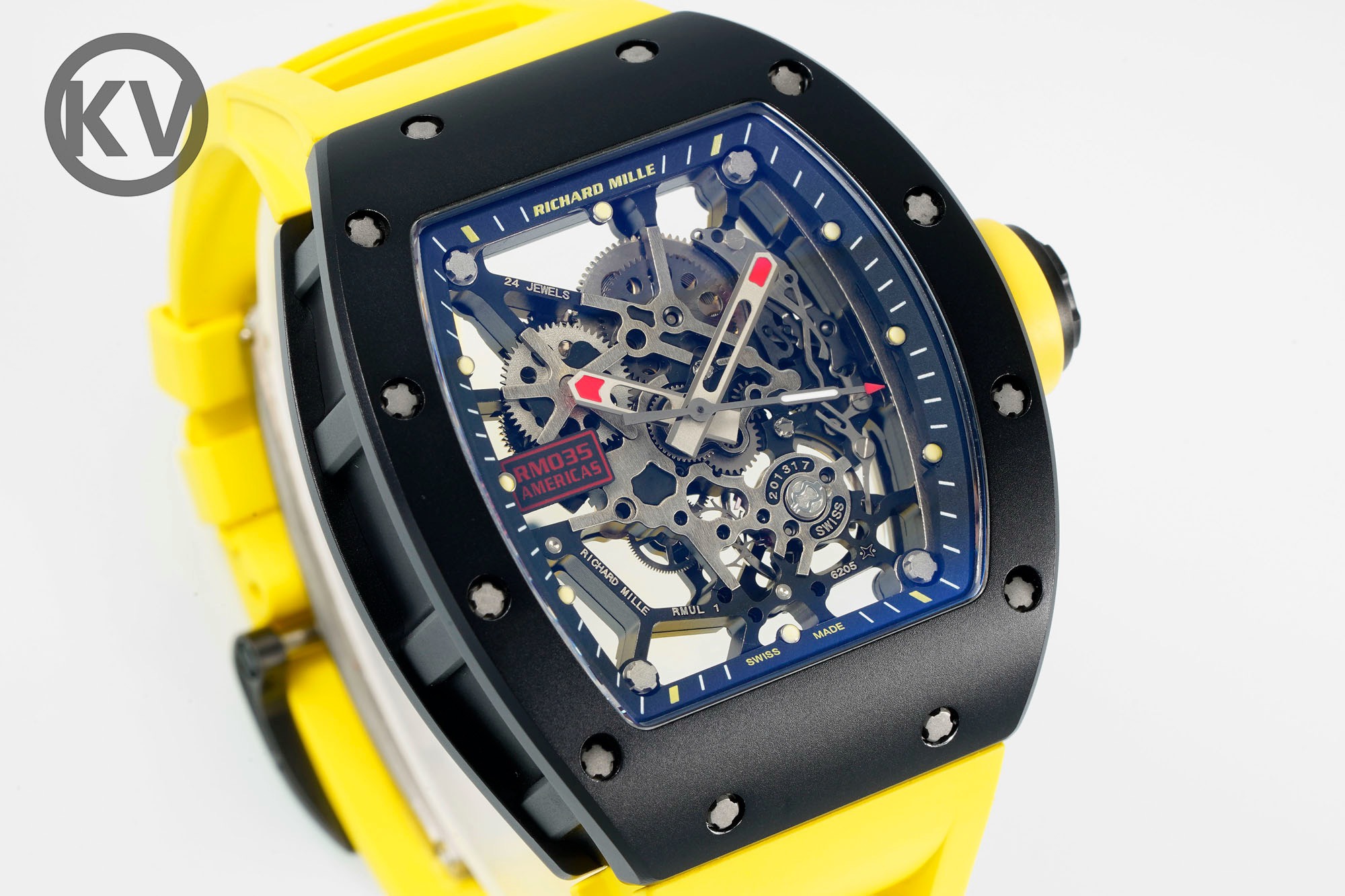 Richard Mille RM035 Americas Hollow Tonneau Mechanical Watch Magnesium Alloy Rubber Strap Multi Colors
