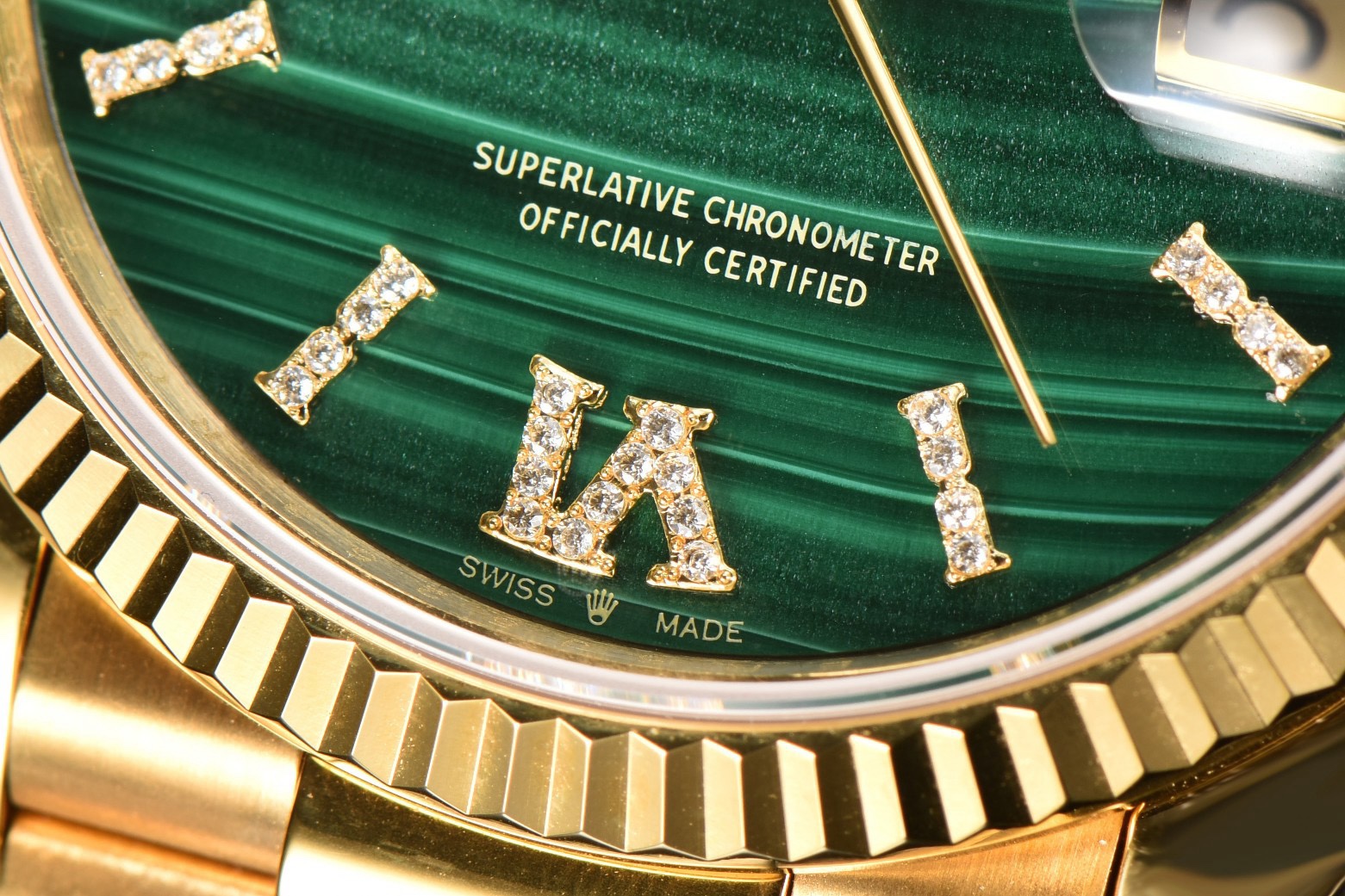 Rolex Day-Date 36 Hidden 6 Diamond Roman Markers | CS Factory Natural Gemstone Dial 904L Steel Watch