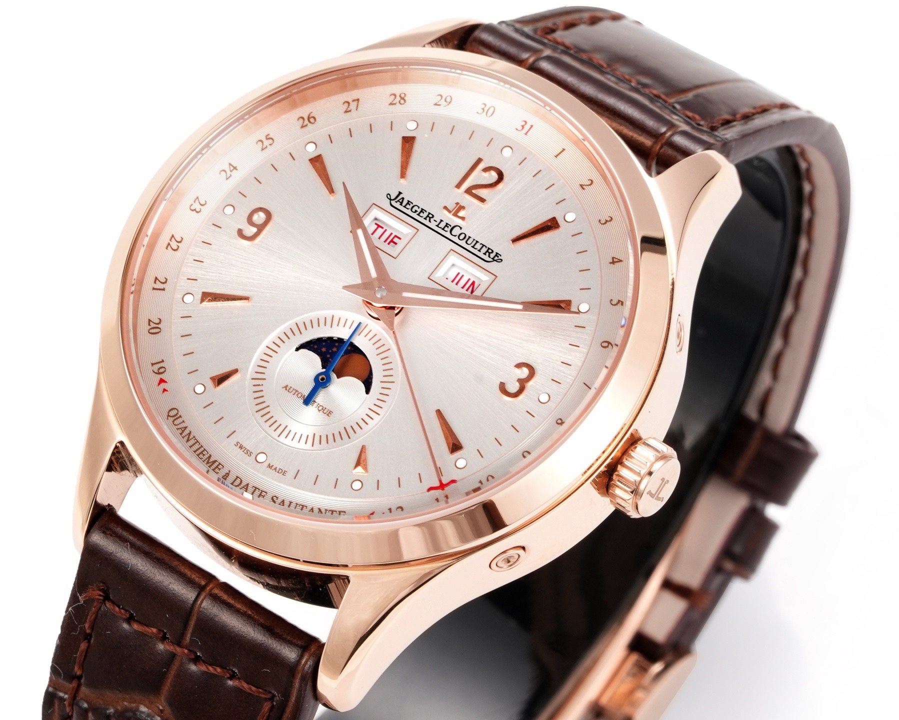 Jaeger-LeCoultre Master Calendar Moon Phase Automatic Watch 40mm Genuine Leather Strap