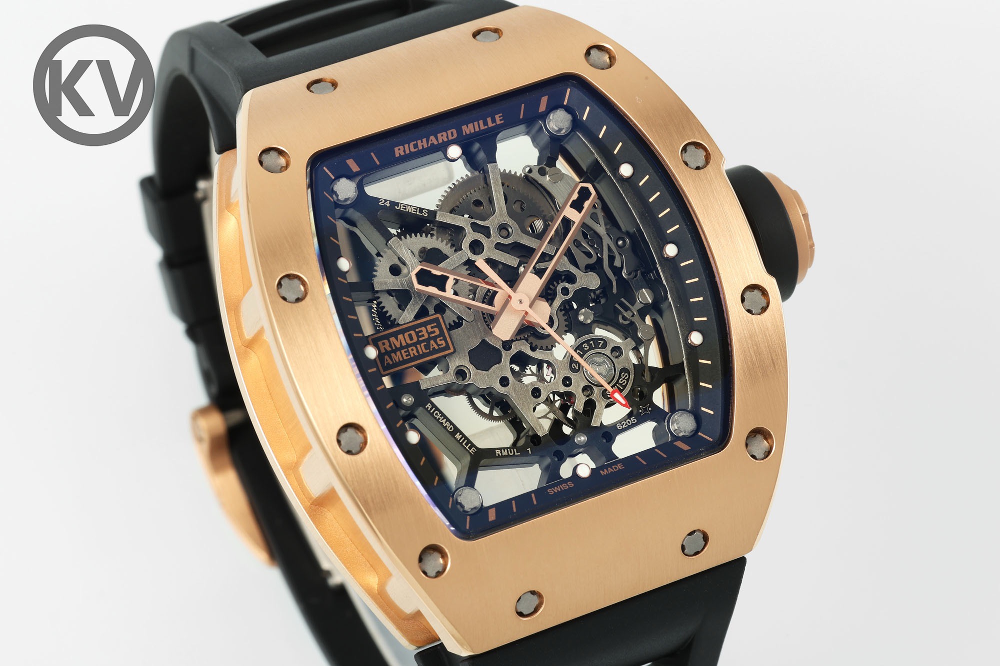 Richard Mille RM035 Americas Hollow Tonneau Mechanical Watch Magnesium Alloy Rubber Strap Multi Colors