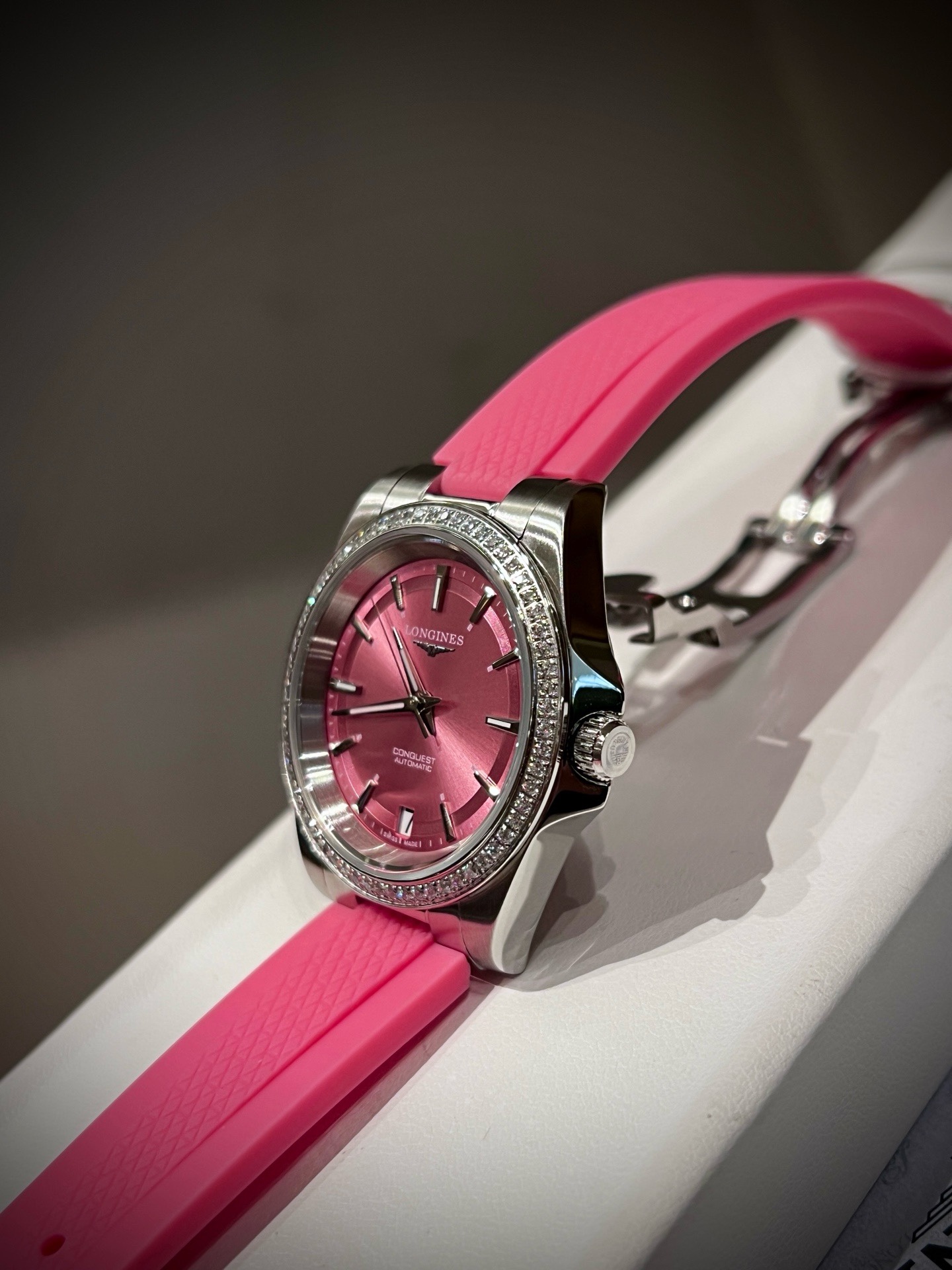 Longines Conquest 34mm Ladies Wristwatch Rubber Band With Luminous Dial