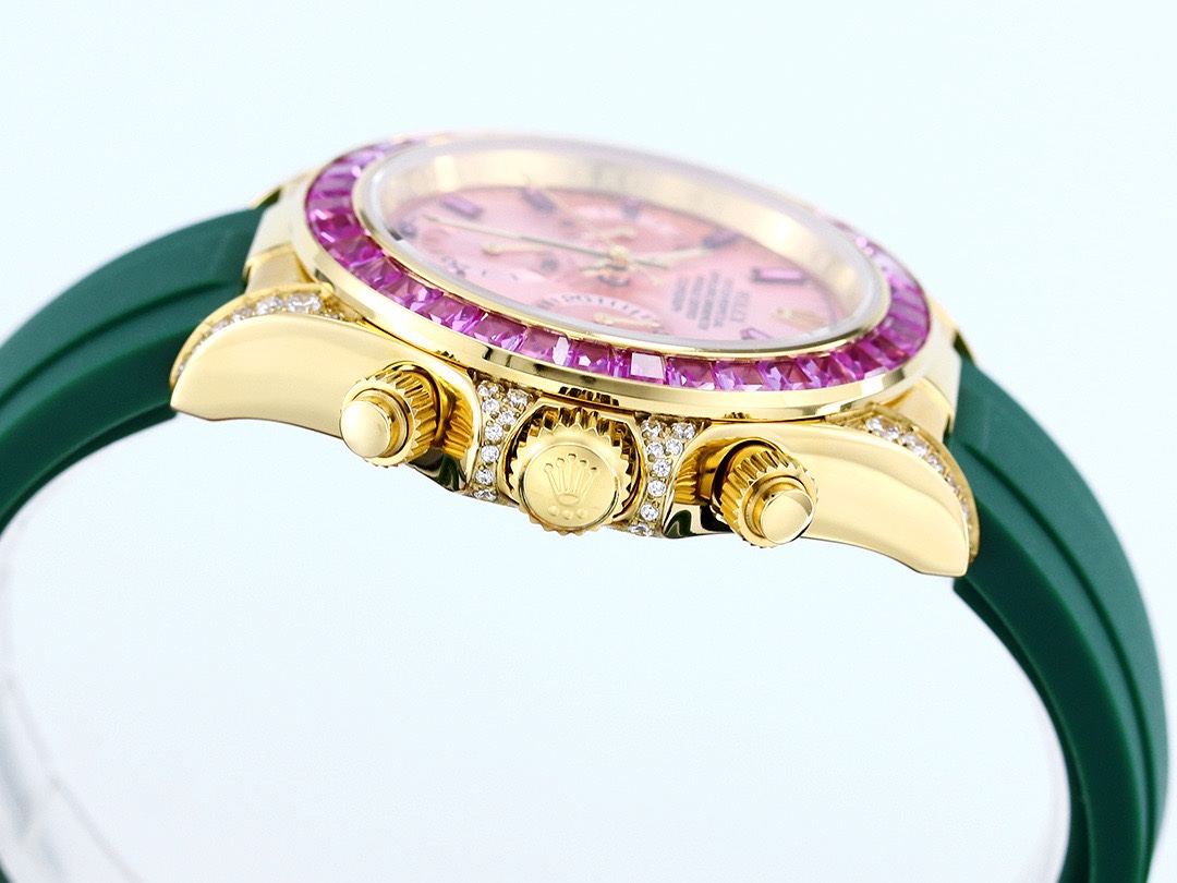 Rolex Cosmograph Daytona Super Clone Watch | Sakura Pink Dial, Pink Ruby Bezel, 43mm