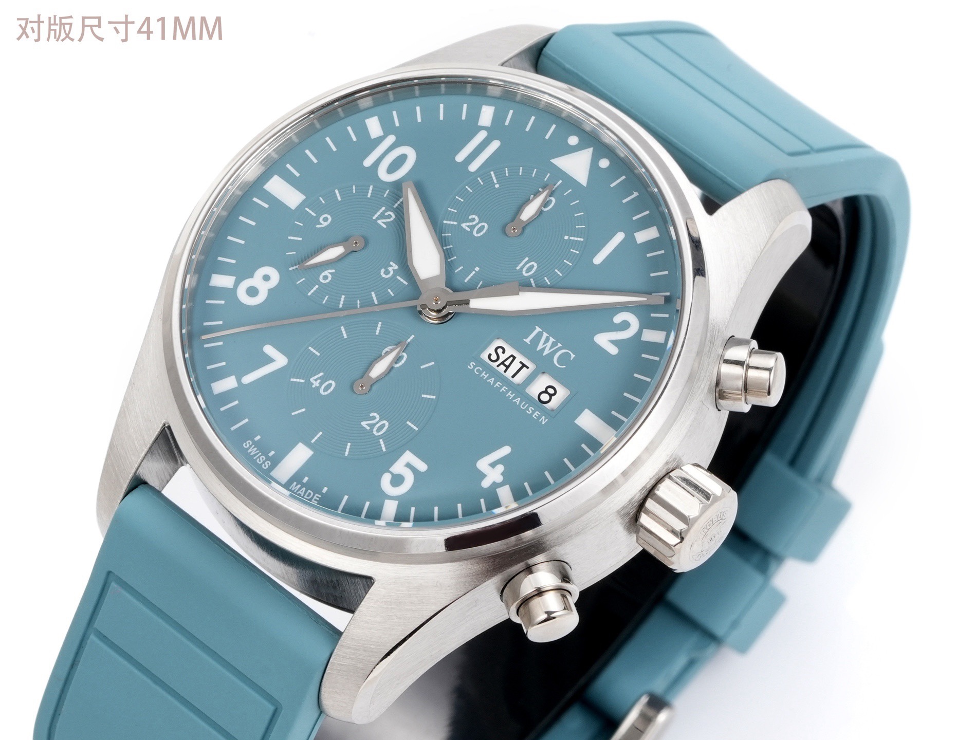 IWC Pilots Series IW388110 Men Watch AP5 Upgrade Fluororubber Strap 46H Power Reserve