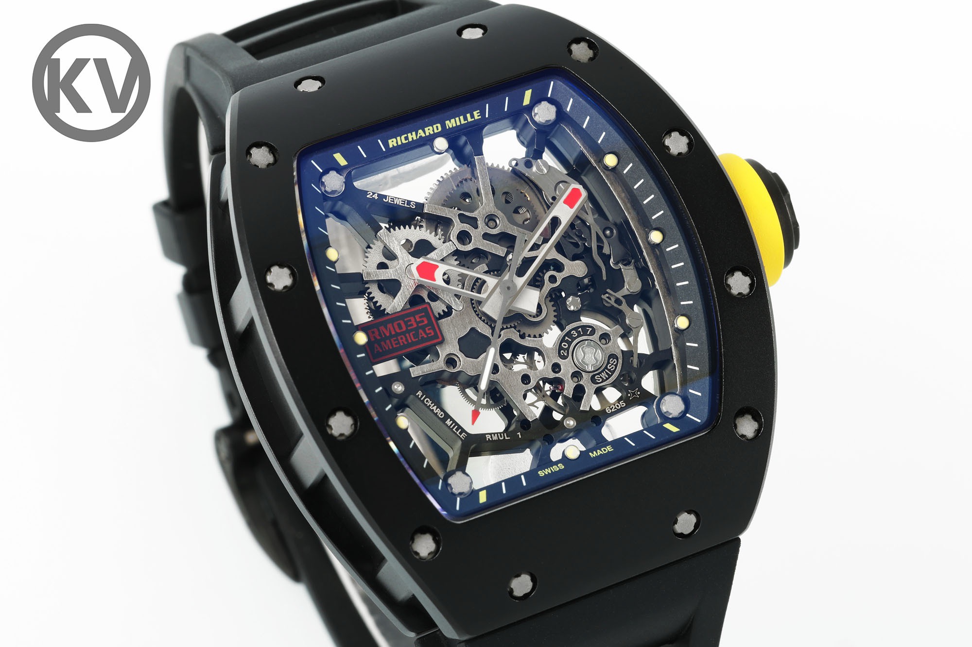Richard Mille RM035 Americas Hollow Tonneau Mechanical Watch Magnesium Alloy Rubber Strap Multi Colors