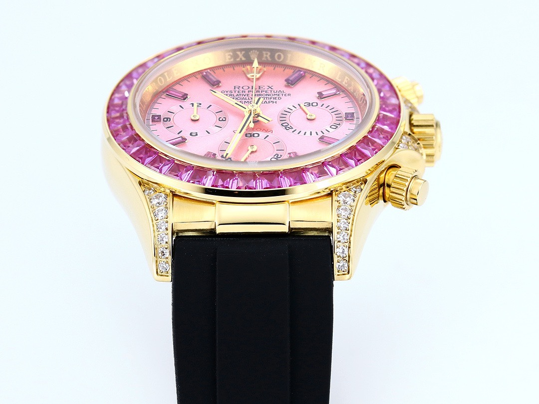 Rolex Cosmograph Daytona Super Clone Watch | Sakura Pink Dial, Pink Ruby Bezel, 43mm