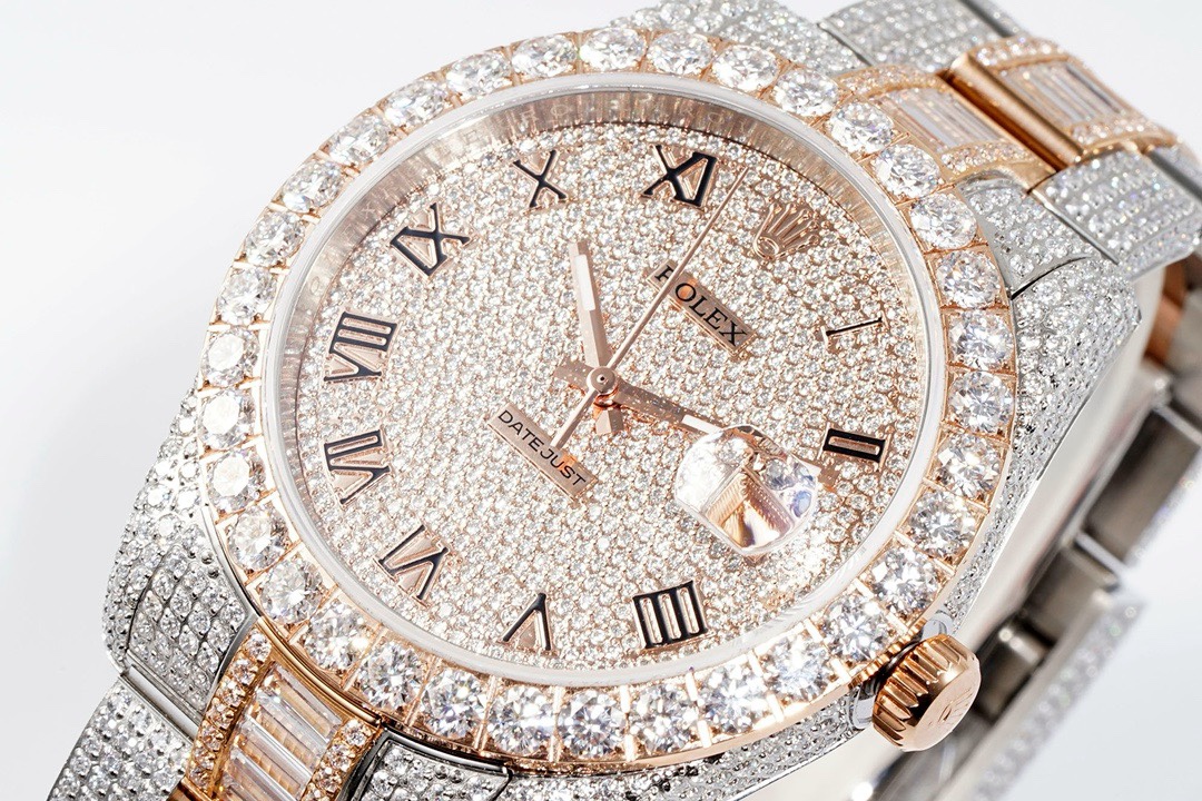 Rolex TW Factory Fully Iced‑Out Datejust 41mm Men Watch, Full Paved Stones, 2824 Automatic Movement