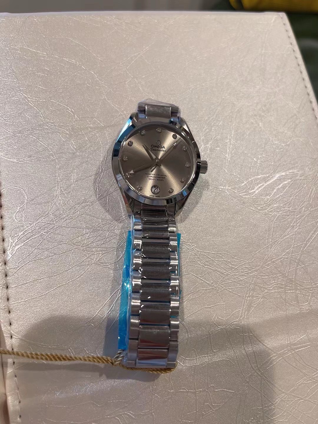 Omega Seamaster Ladies Watch 34mm Quartz Movement Diamond Dial Stainless Steel Women Wristwatch