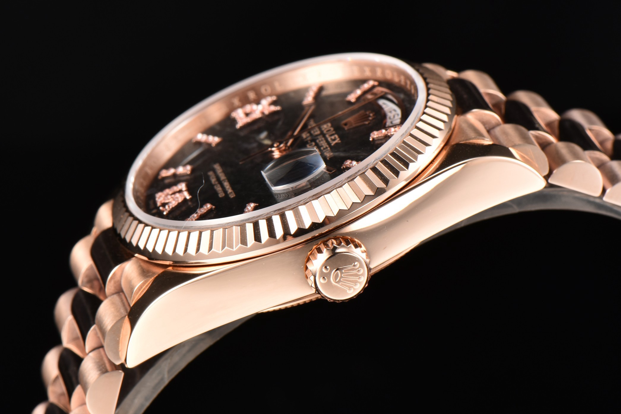 Rolex Day-Date 36 Hidden 6 Diamond Roman Markers | CS Factory Natural Gemstone Dial 904L Steel Watch