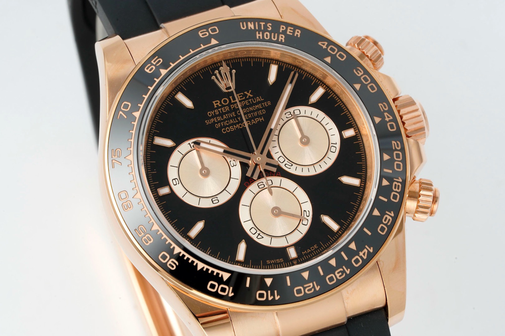 Rolex Cosmograph Daytona 18K Gold Plated Automatic Chronograph Watch Rubber Strap