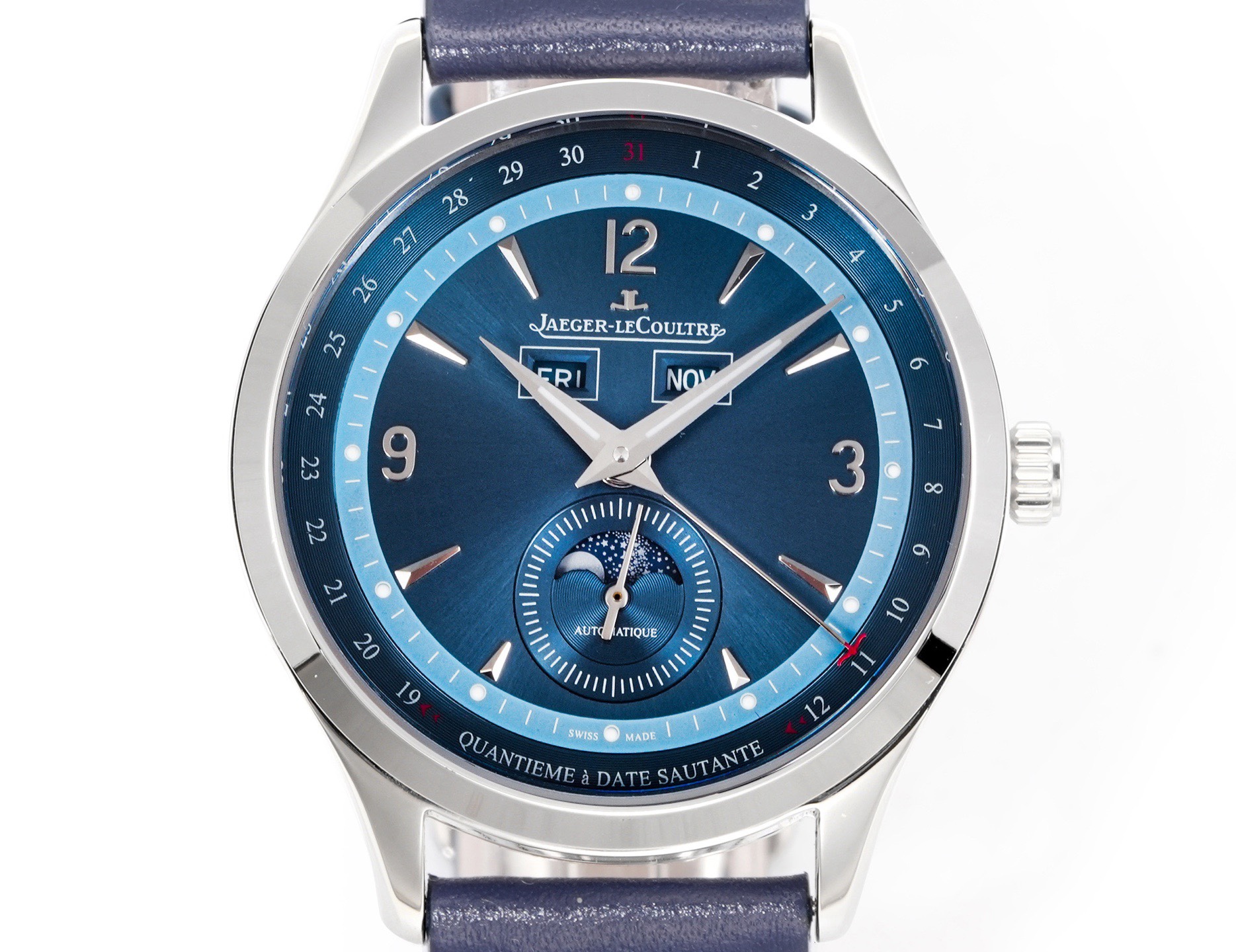 Jaeger-LeCoultre Master Calendar Moon Phase Automatic Watch 40mm Genuine Leather Strap