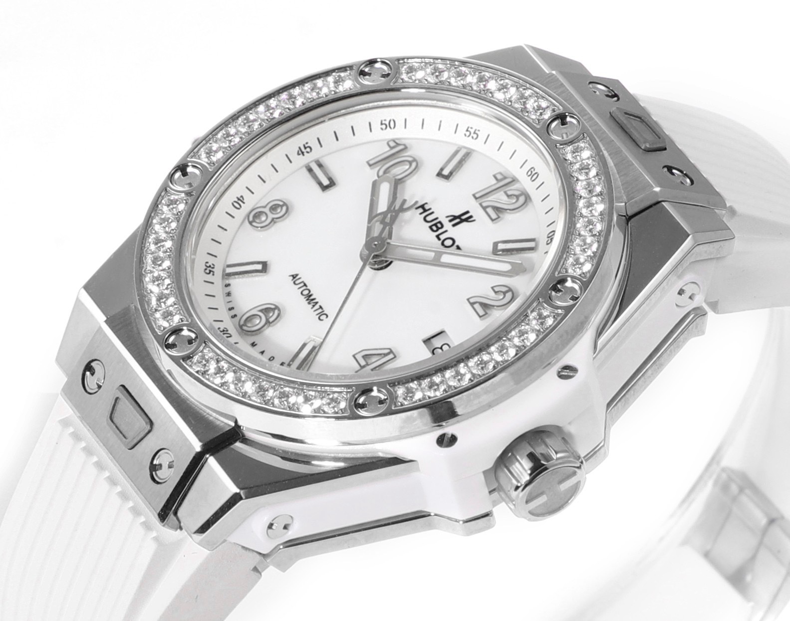 Hublot Big Bang 39mm Steel Diamond Bezel Automatic Ladies Watch
