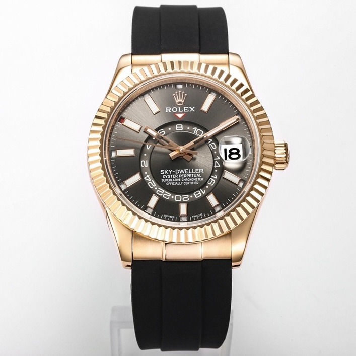 Rolex Sky‑Dweller Watch 42mm 904L Steel 9002 Automatic Movement Ring Command Bezel