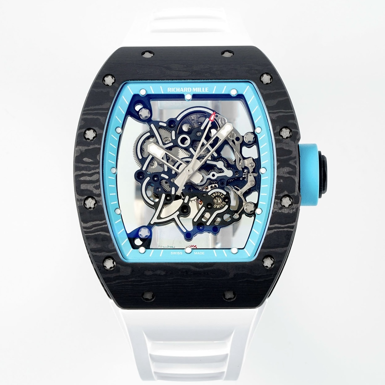 Richard Mille RM055 Tonneau Hollow Automatic Watch Light 74.3g FKM Rubber Strap