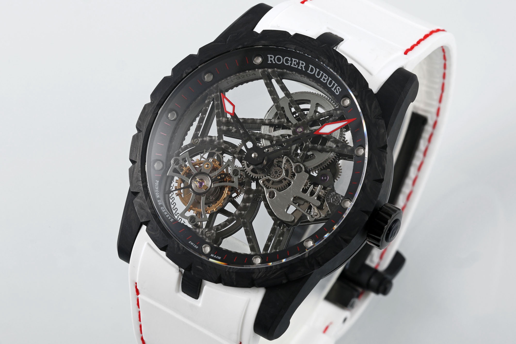 Roger Dubuis Excalibur V4 Skeleton Tourbillon Carbon Fiber Watch NEW Factory Super Clone