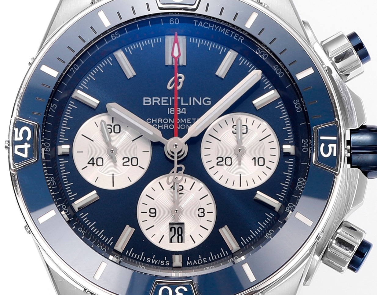 BREITLING Chronomat 44mm Automatic Chronograph Watch, BLS Factory Ceramic Bezel Timepiece