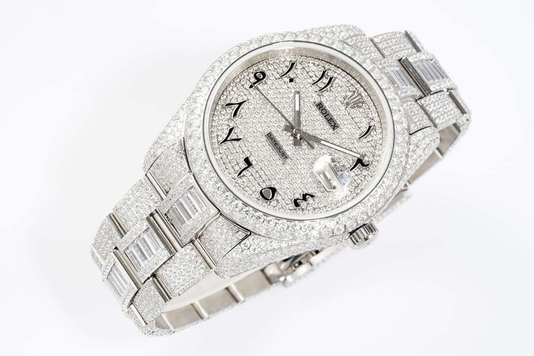 Rolex TW Factory Fully Iced‑Out Datejust 41mm Men Watch, Full Paved Stones, 2824 Automatic Movement