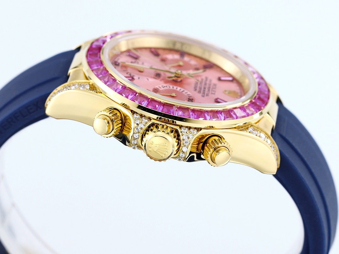Rolex Cosmograph Daytona Super Clone Watch | Sakura Pink Dial, Pink Ruby Bezel, 43mm