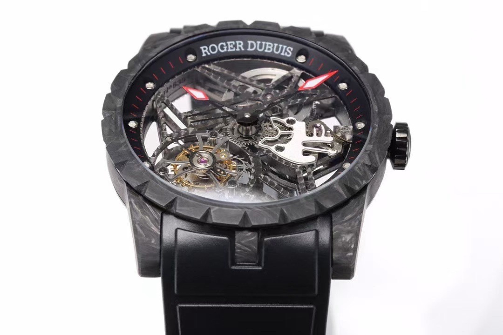 Roger Dubuis Excalibur V4 Skeleton Tourbillon Carbon Fiber Watch NEW Factory Super Clone