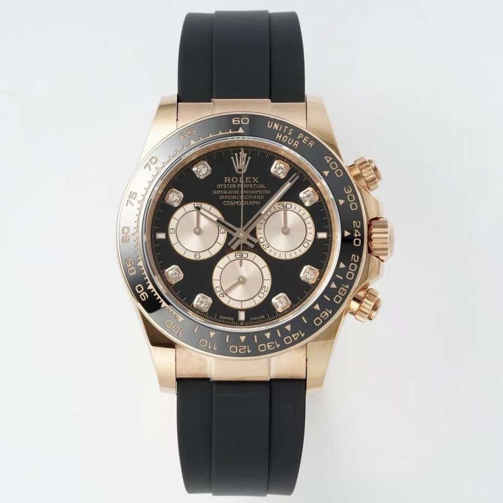 Rolex Cosmograph Daytona 40mm Rubber Strap Weighted 18K Gold‑Plated Cal.4131 Chronograph Movement
