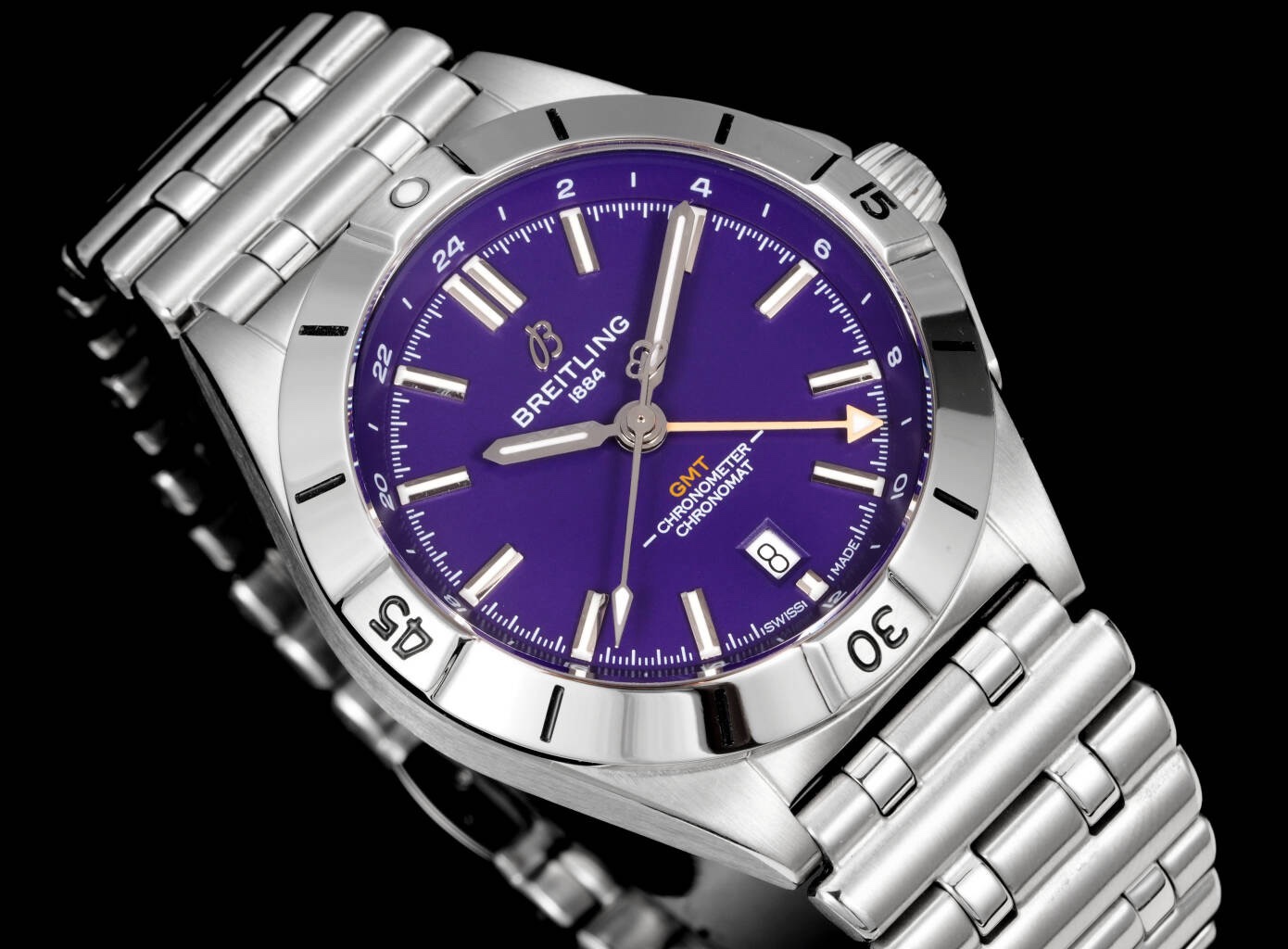 Breitling Chronomat GMT 40mm Automatic Steel Watch Multi‑Color Dial Bullet Bracelet