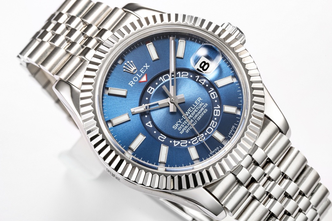 Rolex Sky‑Dweller Watch 42mm 904L Steel 9002 Automatic Movement Ring Command Bezel