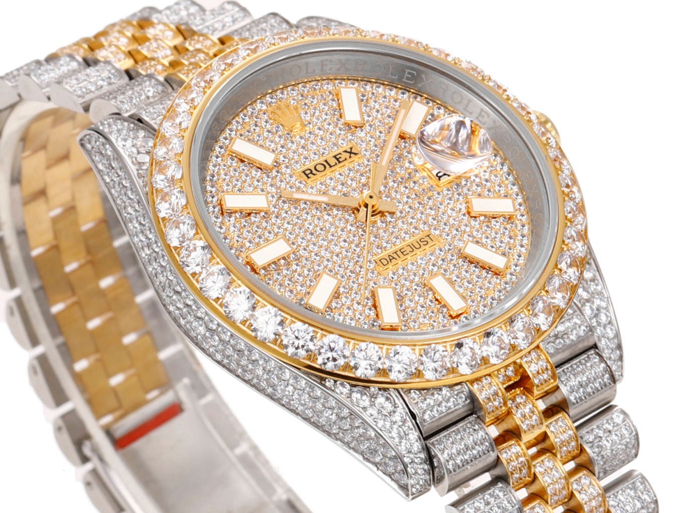 MS Factory Datejust 41mm Full‑Paved Diamond Watch 904L Steel 3235 Automatic Movement Rainbow Bezel