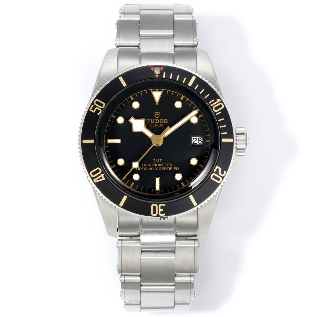 Tudor Black Bay GMT Automatic Diver Watch 41mm, Domed Sapphire Crystal, Rivet Stainless Steel Bracelet, Multiple Ceramic Bezel Color Options