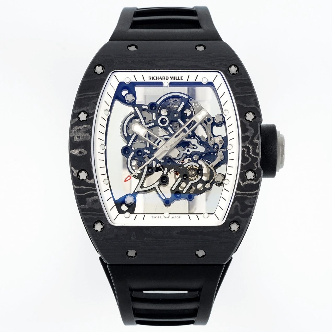Richard Mille RM055 Tonneau Hollow Automatic Watch Light 74.3g FKM Rubber Strap