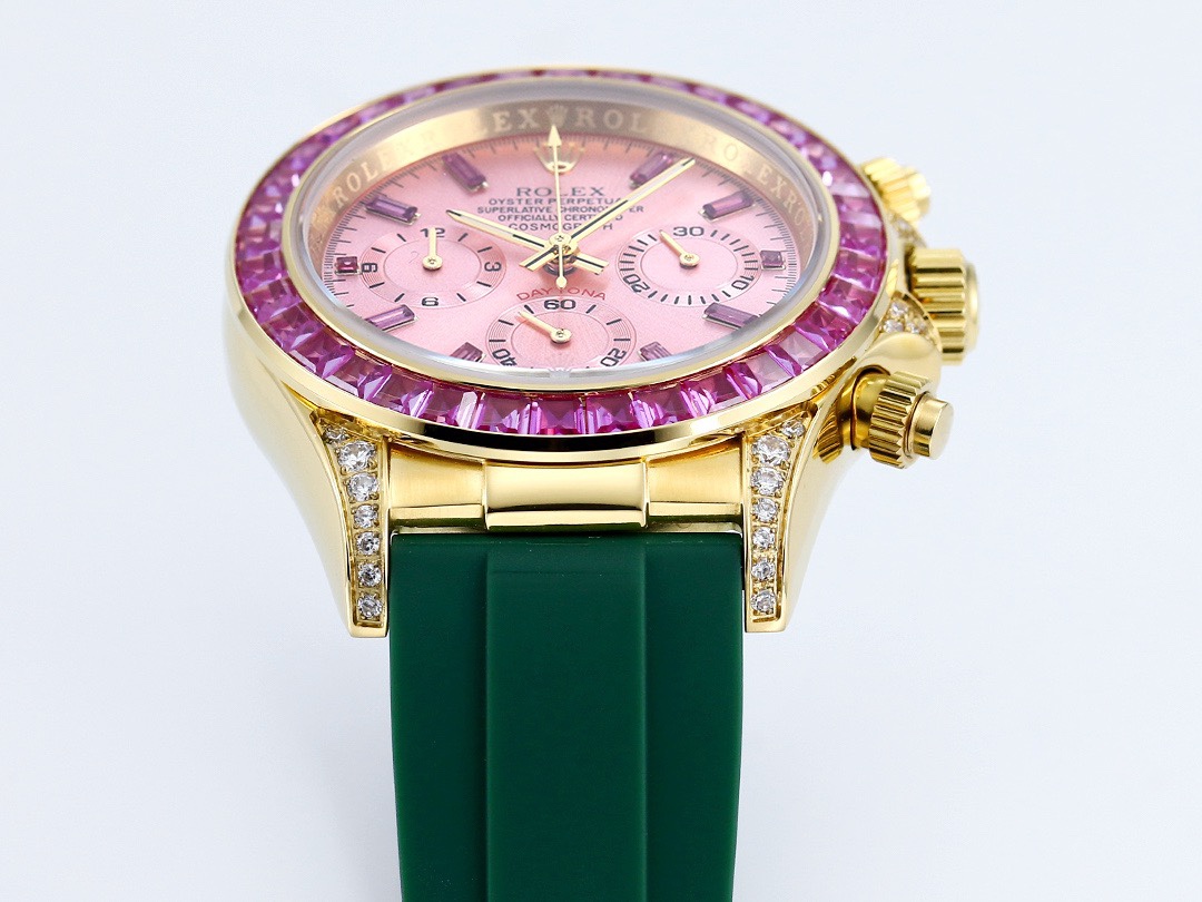 Rolex Cosmograph Daytona Super Clone Watch | Sakura Pink Dial, Pink Ruby Bezel, 43mm